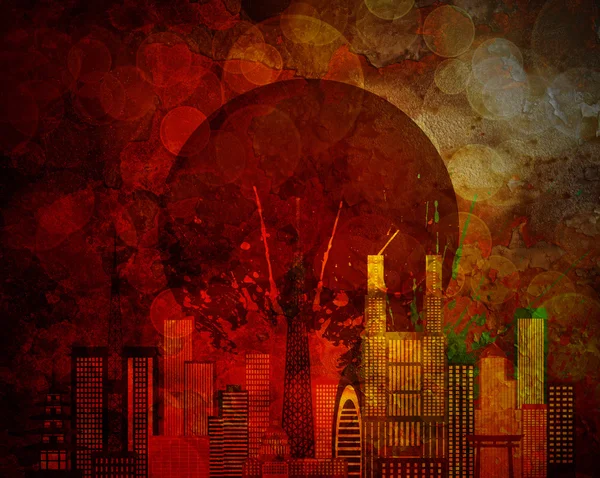 Tokyo Skyline Japan Flag Grunge Background Illustration — Stock Photo, Image