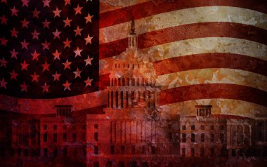 Washington DC Capitol US Flag Grunge Background clipart