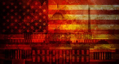 Washington Dc Grunge doku bize bayrak illüstrasyon