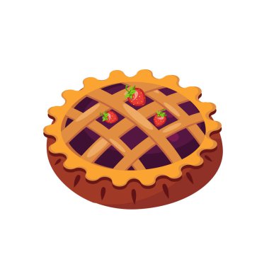 Beyaz arka planda turta simgesi, düz tasarım. Vektör illüstrasyonu