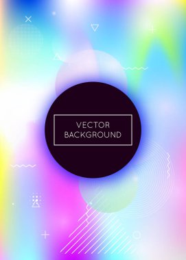 Sıvı şekilli holografik arkaplan. Memphis sıvı elementleriyle dinamik Bauhaus gradyanı.