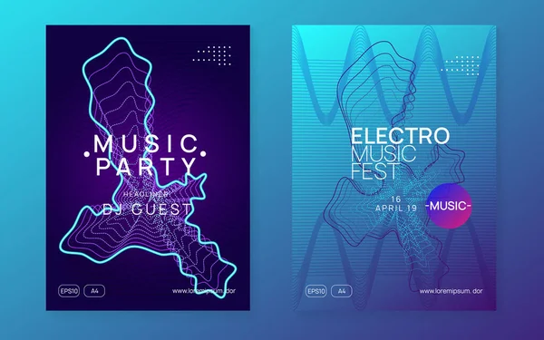 Neon-DJ-Partyflyer. Elektro-Tanzmusik. Techno-Trance. Elektronisches Sound-Ereignis. Vereinsfest-Plakat. — Stockvektor