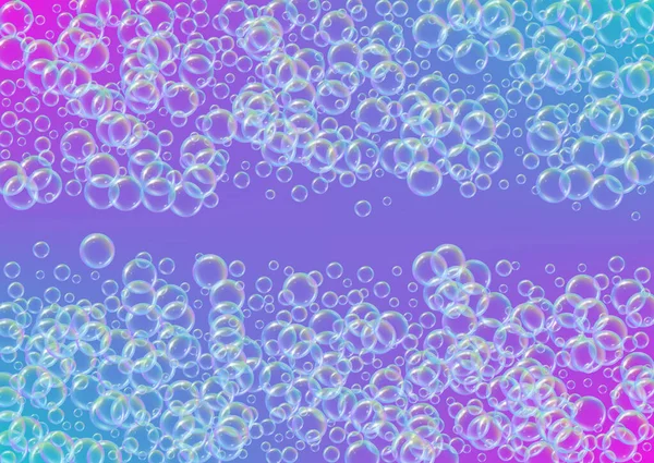 Foam party background with shampoo and soap suds bubbles. — Stock Vector