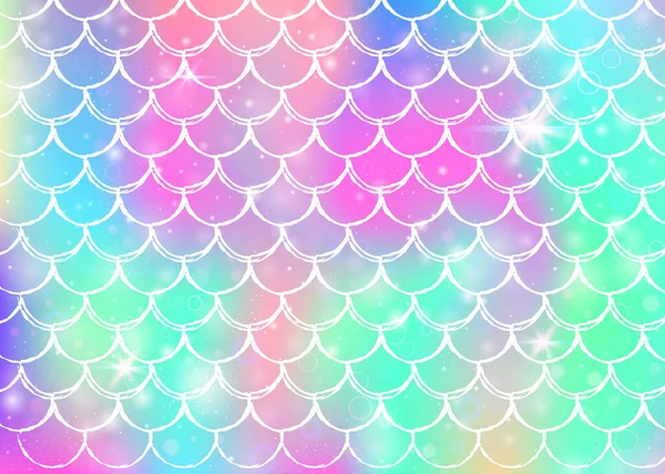 Fondo sirena princesa con patrón de escamas de arco iris kawaii. — Vector de stock