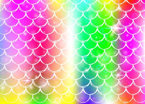 Prinsesse havfrue baggrund med kawaii regnbue skalaer mønster. – Stock-vektor