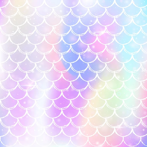 Fondo sirena Kawaii con patrón de escamas de arco iris princesa. — Vector de stock