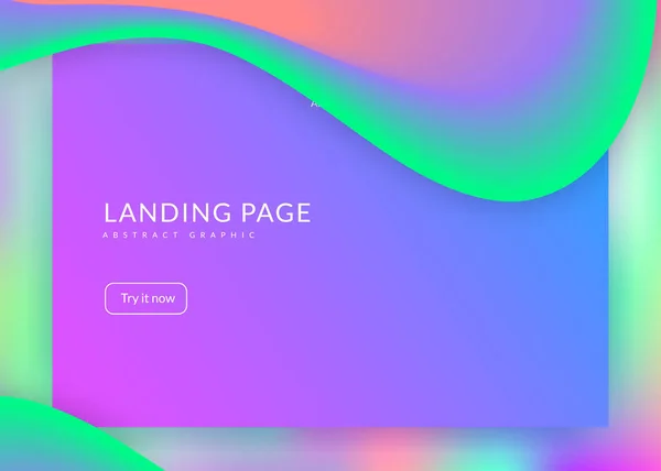 Landing Page mit flüssigen dynamischen Elementen und flüssigen Formen. — Stockvektor