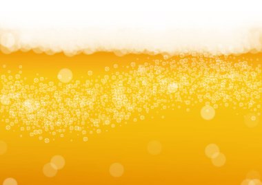 Bira sıçrat. El yapımı bira için arka plan. Oktoberfest köpüğü. Gerçekçi beyaz baloncuklu köpüklü bira. Bar broşürü tasarımı için soğuk sıvı içecek. Birayla birlikte portakal sürahisi.