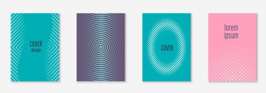Gradyan kapak şablonu. Pembe ve turkuaz. Dijital rapor, davetiye, günlük, kitapçık modeli. Çizgi geometrik ögeler ve şekillerle gradyan kapak şablonu.