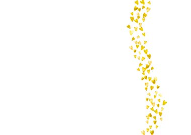 Altın kalpli sevgililer günü arkaplanı. 14 Şubat günü. Sevgililer Günü için vektör konfetisi. Grunge el çizimi dokusu. Özel iş teklifi, afiş, broşür için aşk teması.