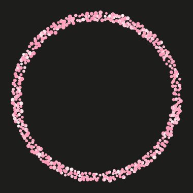 İzole edilmiş arka planda noktalı pembe simli konfeti. Işıl ışıl parlayan, rastgele düşen pullar. Parti daveti için pembe parıltılı konfeti tasarımı, gelin partisi ve randevu davetini kaydet.