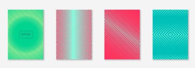 Gradyan kapak şablonu ayarlandı. Yarım tonlu asgari modayla. Afiş, sunum ve broşür için gelecek eğilimli kapak şablonu. Minimalist renkli şekiller. Soyut iş illüstrasyonu