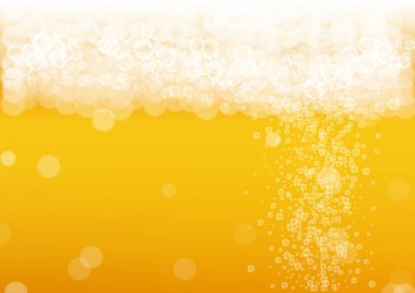Bira sıçrat. El yapımı bira için arka plan. Oktoberfest köpüğü. Gerçekçi beyaz baloncuklu soğuk bira. Bar broşürleri için soğuk sıvı içecek. Birayla birlikte turuncu bardak..