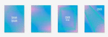 Soyut kapaklar ayarlandı. Yarım ton eğimli asgari trend vektörü. Broşür, poster, broşür ve davetiye için geometrik gelecek şablonu. Minimalist renkli kapak. EPS 10 illüstrasyonunu özetle.