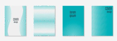 Soyut kapaklar ayarlandı. Yarım ton eğimli asgari trend vektörü. Broşür, poster, broşür ve davetiye için geometrik gelecek şablonu. Minimalist renkli kapak. EPS 10 illüstrasyonunu özetle.