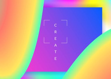 Sıvı sıvı. Canlı gradyan örgüsü. Yuvarlak pankart, ekran şablonu. Modern modayla birlikte holografik 3d arkaplan. Dinamik elementleri ve şekilleri olan sıvı. İniş sayfası.