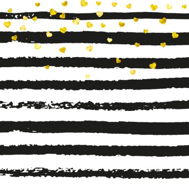 Siyah çizgili altın parıltılı konfeti. Metalik kıvılcımlı parlak pullar. Parti daveti için altın parıltılı konfeti tasarımı, gelin partisi ve davetiye kaydet.