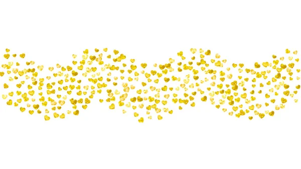 Valentine Background Gold Glitter Hearts February 14Th Day Vector Confetti — Stock Vector
