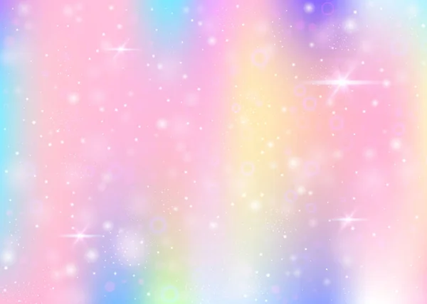 Sprookje Achtergrond Met Regenboog Gaas Kawaii Universum Banner Prinses Kleuren — Stockvector