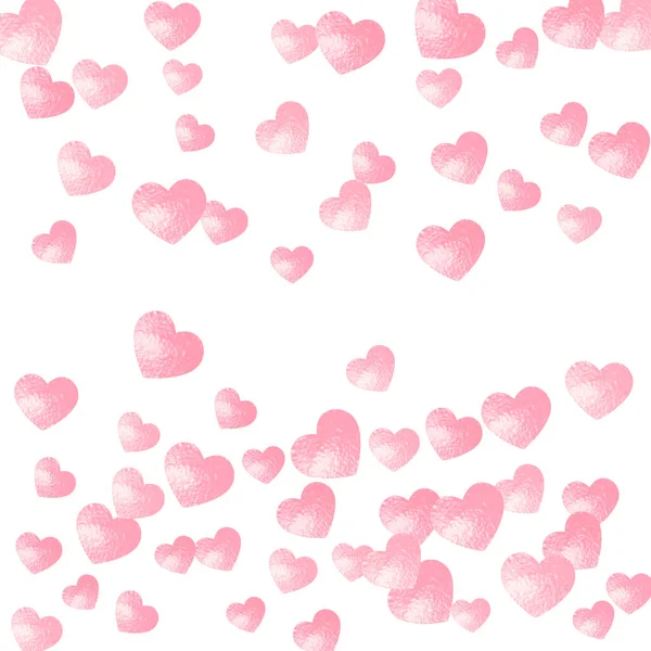 Pink Glitter Hearts Confetti Isolated Backdrop Shiny Random Sequins Metallic — Stock Vector