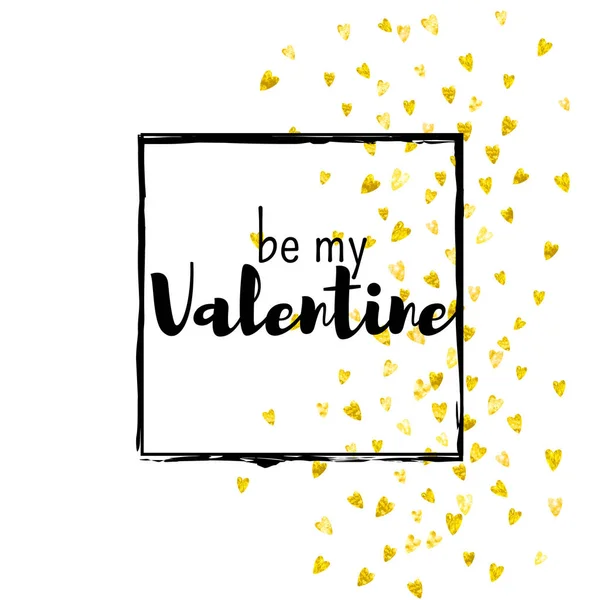 Valentinstagskarte Mit Goldenen Glitzerherzen Februar Vektor Konfetti Für Valentinstag Kartenvorlage — Stockvektor