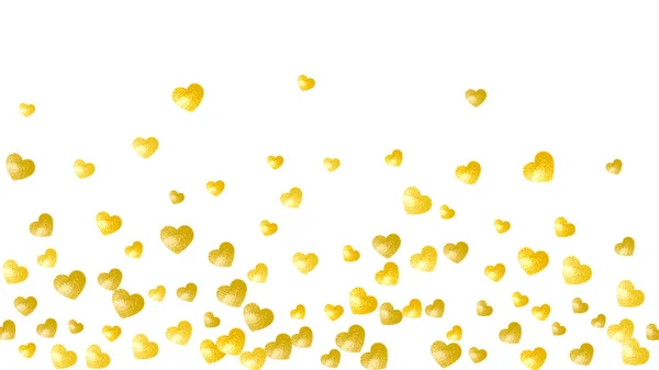 Короткий Фон Золотими Блискучими Серцями Валентинів День Вектор Конфетті Ручний — стоковий вектор