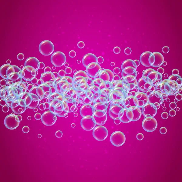 Шампунь Пены Линии Реалистичными Пузырьками Воды Розовом Фоне Очистка Жидкой — стоковый вектор