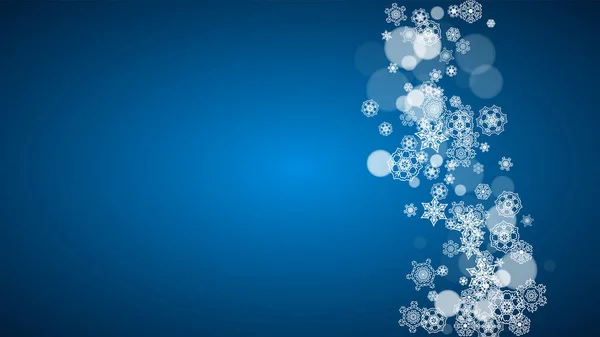 Marco Navidad Con Nieve Cayendo Sobre Fondo Azul Marco Feliz — Archivo Imágenes Vectoriales