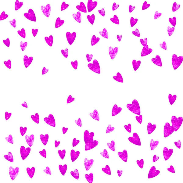 Ημέρα Του Αγίου Βαλεντίνου Σύνορα Ροζ Καρδιές Γκλίτερ Φεβρουαρίου Κονφετί — Διανυσματικό Αρχείο