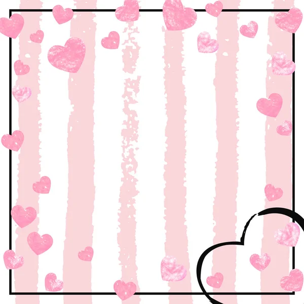 Glitter Confetti Rosa Com Corações Listras Rosa Lantejoulas Aleatórias Brilhantes — Vetor de Stock