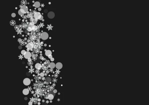 Nieuwjaar Frame Met Koude Sneeuwvlokken Zwarte Horizontale Achtergrond Kerst Nieuwjaarskader — Stockvector