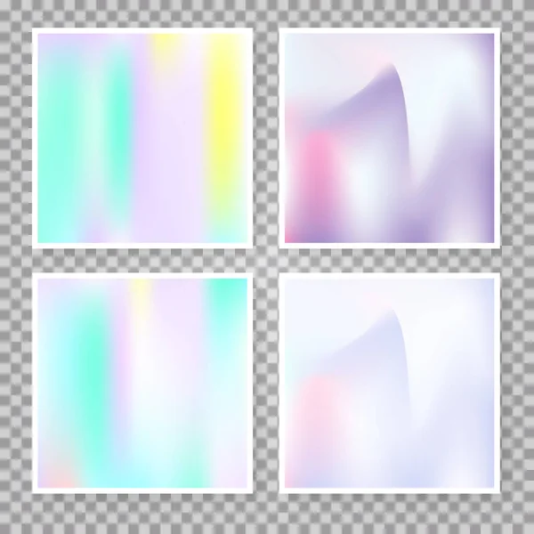 Holographic Foil Backgrounds Set Multicolor Gradient Backdrop Holographic Foil 90S — Stock Vector