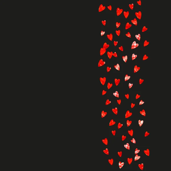情人节的心脏框架闪烁着红色的光芒 2月14日心框模板的向量Confetti 手绘手绘纹理 优惠券 活动的爱情主题 — 图库矢量图片