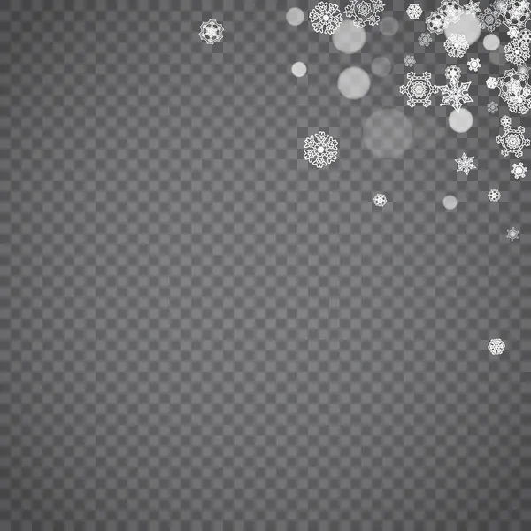 Vereinzelte Schneeflocken Auf Transparentem Grauen Hintergrund Winterschlussverkauf Weihnachten Und Neujahr — Stockvektor
