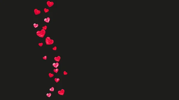 赤い輝きとバレンタインデーのためのハートフレーム 2月14日 ハートフレームテンプレート用ベクトルコンフェッティ 手描きの質感をグランジ パーティー招待 小売オファー 広告のための愛のテーマ — ストックベクタ