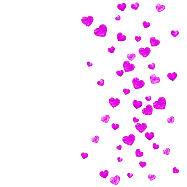 Svatební Sprcha Pozadí Růžovým Třpytí Srdce Valentýn Vektorové Konfety Natažená — Stockový vektor