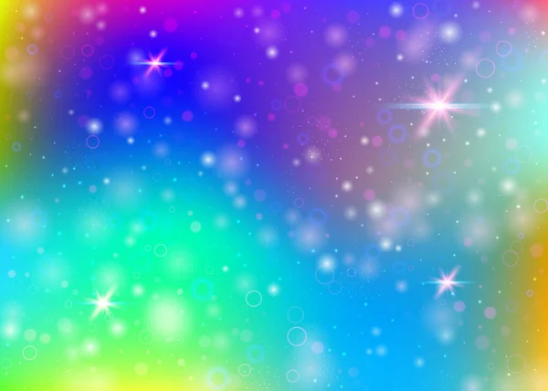 Magische Achtergrond Met Regenboog Gaas Kawaii Universum Banner Prinses Kleuren — Stockvector