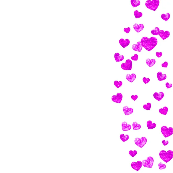 情人节销售带着粉色闪亮的心 2月14日情人节销售模板的向量Confetti 手绘手绘纹理 横幅的爱情主题 — 图库矢量图片