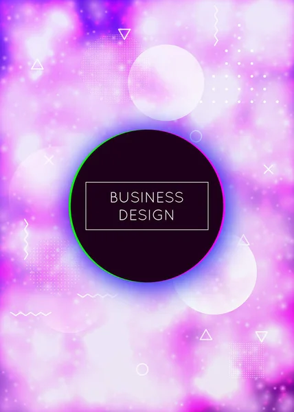 液体ネオン形状の蛍光カバー 紫色の液体 バウハウス勾配の明るい背景 チラシ ポスター バナーやアプリのためのグラフィックテンプレート 透明な蛍光カバー — ストックベクタ