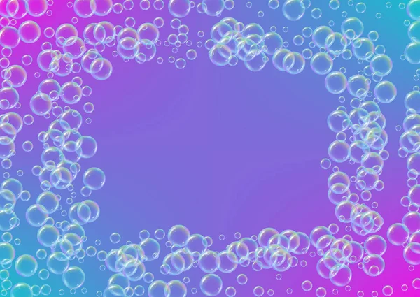 Cleaning Foam Gradient Background Realistic Water Bubbles Cool Rainbow Colored — Stock Vector