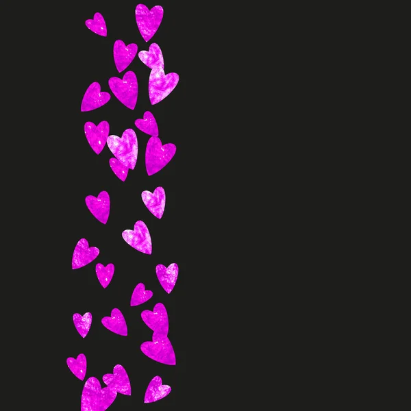 День Святого Валентина Рамка Розовыми Блестками Сердца Февраля День Векторное — стоковый вектор