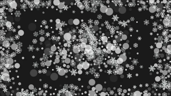 Neige Noël Sur Fond Noir Thème Nouvel Cadre Horizontal Pour — Image vectorielle