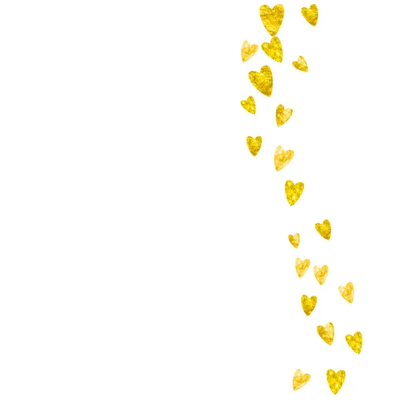 Venta San Valentín Con Corazones Brillo Oro Febrero Vector Confetti — Archivo Imágenes Vectoriales