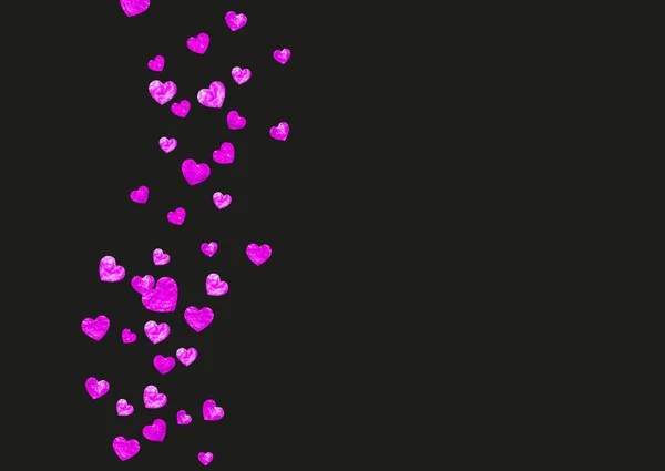 Fronteira Coração Para Dia Dos Namorados Com Brilho Rosa Fevereiro — Vetor de Stock