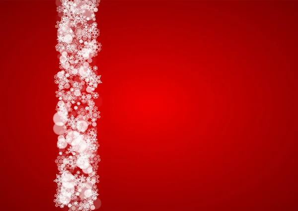 Jul Snöflingor Röd Bakgrund Jultomtens Färger Horisontell Ram För Vinter — Stock vektor