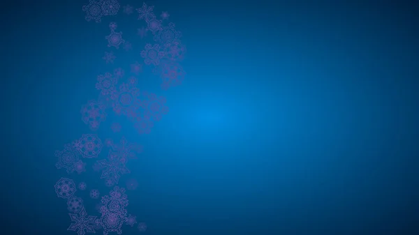 紫外線雪と雪のフレークの境界 ギフト券 バウチャー パーティーイベントの冬のフレーム 休日のバナーの雪の結晶境界線とクリスマスの背景 新年の雪の背景 — ストックベクタ