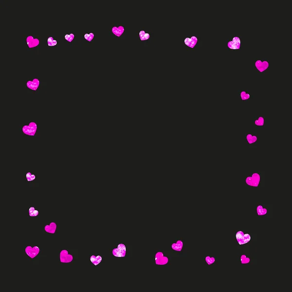 Alla Hjärtans Dag Kort Med Rosa Glitter Hjärtan Februari Vektor — Stock vektor