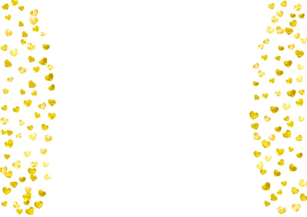 Sfondo Doccia Nuziale Con Cuori Glitter Oro San Valentino Coriandoli — Vettoriale Stock
