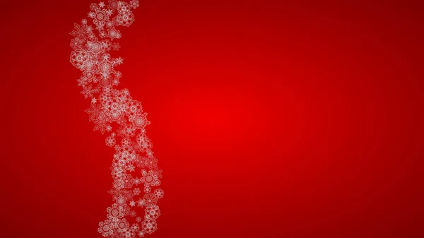 Fond Noël Avec Des Flocons Neige Argentés Des Étincelles Horizontal — Image vectorielle