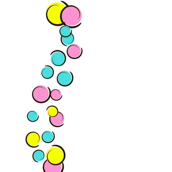 波尔卡圆点背景与喜剧流行艺术圆点 白色上的大色斑 螺旋形和圆形 矢量图解 生日宴会上活泼的孩子气的水花 彩虹波尔卡点背景 — 图库矢量图片